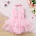 Baby Girl Butterfly Romper Dress Toddler Sparkly 1st Birthday Cake Smash Outfits Infant Ruffle Sleeve Christening Baptism First Communion Dresses Newborn Pageant Clothes Pink 3-6 Months (Pink)