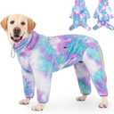 Dog Winter Coat for Large Medium Small Dogs, Warm Fleece High Collar Full Body Dog Jumpsuit Comfortable Onesie Apparel (Purple Blue, 2X-Large) (2XL(Reference Weight 23-33 lbs))