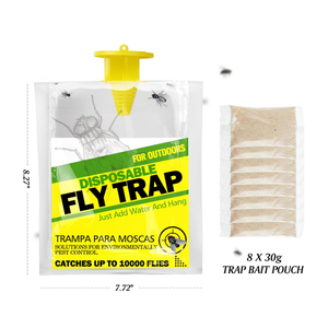 8 Pack Outdoor Hanging Fly Traps, Disposable Flies Killer Trap Bag Catcher with Natural Attractant Bait Bug Catcher and Flying Insect Trap for Outdoor Family Farm Park Orchard Garden (Yellow)