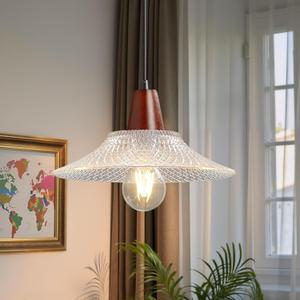 Pendant Lights Kitchen Island: Mini Chandelier Ceiling Light Fixture with Hand Blown Glass, E26 67 inch Height Adjustable Rustic Vintage Hanging Chandeliers for Dining Room Kitchen Foyer (1 Pack)