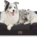 Bedfolks Orthopedic Dog Bed, Big Waterproof Dog Sofa Bed for Large Dogs, Egg Foam Pet Couch Bed with Removable Washable Cover and Nonslip Bottom, Black (38.0"L x 28.0"W x 6.5"Th)