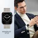 Zedoli Metal Band Compatible with Apple Watch Band 40mm 38mm 41mm 45mm 44mm 42mm 46mm for Women Men, Stainless Steel Milanese Mesh Loop Magnetic Wristbands for iWatch Series 11 10 9 8 7 6 5 4 3 2 1 SE (Starlight)