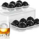 Large Ice Cube Tray for Whiskey: 2.5 Inch Silicone Ice Ball Maker - Circle Ice Cube Tray - Round Ice Sphere Maker for Old Fashioned Bourbon Whisky
