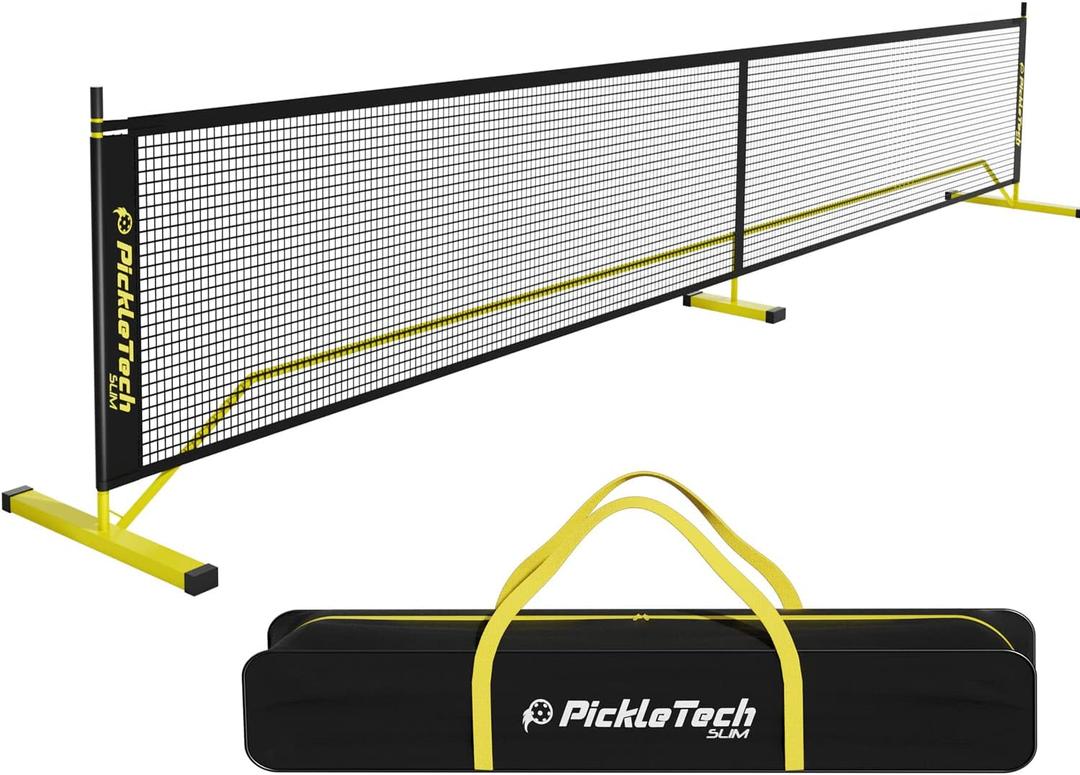 PICKLETECH 4.0 Slim Version Portable Pickleball Nets Outdoor Game 22 FT Pickleball Net-USAPA Regulation Size-Pickle Ball Net System with Carrying Bag for Driveway