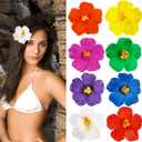 8 Pcs Hawaiian Flower Clip 3.5inch Hibiscus Hair Clip Thin Hair Artificial Flower Clips Plumeria Claw Clips Vacation Beach Party Wedding Accessories