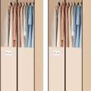 STO STO 2 Pack Garment Bag for Hanging Clothes Closet, Hanging Garment Cover with Built-in Steel Hanging Rod, Hanging Wardrobe Storage Bag for Suit, Dress with Clear Window, Zipper, ID Window, Beige