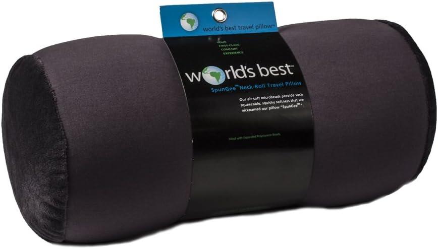 Microbead Bolster Tube Travel Pillow - Compact Neck Roll Pillow for Airplane, Car, or Home - Soft Lumbar Support Pillow  Charcoal (Adult)