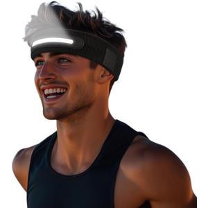 LED Sports Headband, 3 Light Modes, 2-in-1 Design for Running, Tennis, Camping, CyclingUnisex Gift for Men, Women (Black)