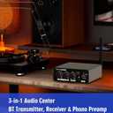 PM6BT Bluetooth Phono Preamp with Receiver & Transmitter for Bluetooth Turntables, Wireless Turntable Preamplifier for MM Vinyl with Adjustable Volume/Bass/Treble EQ, Headphone Output