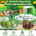 50Pcs St. Patrick's Day Oval Paper Plates and Napkins Set Serve 25 - 10" x 12.5" Large Disposable Green Paper Plates and 6.5'' Napkins with Lucky Shamrock for Irish Party Supplies Themed Tableware Set