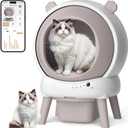 Self Cleaning Litter Box for Multiple Cats, Automatic Litter Box with APP Real-Time Monitor, Dual Safety Protection, Odor-Free Waste Disposal Includes Trash Bags, Pink