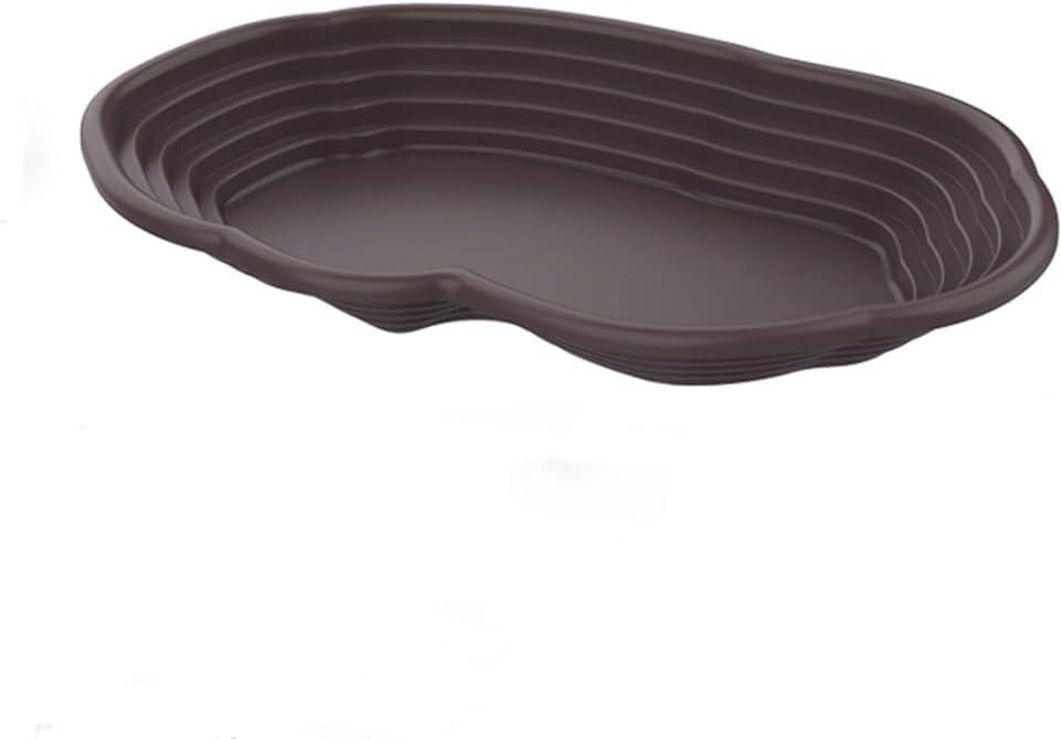 Flushbay Extra Large Reptile Bathing Pool Reptile Feeding Dish Water Bowl with Ramp Aquarium Ornament for Gecko, Snake, Turtle, Bearded Dragon, Lizard Bath, Black 