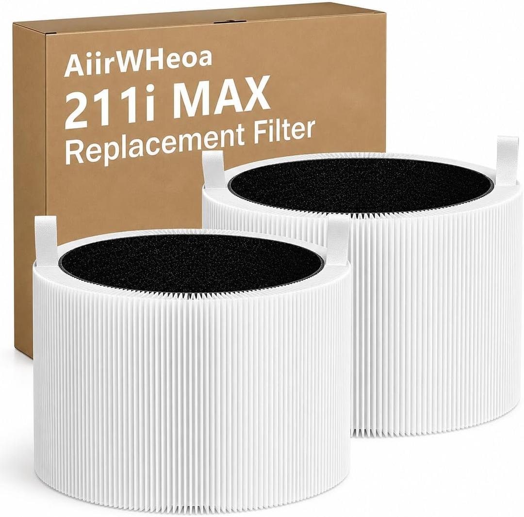 211i Max Replacement Filter, Compatible with Blueair 211i Max Air Purifier, 3-in-1 True HEPA and Activated Carbon, 2-Pack