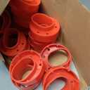 Threlaco 10 Pack Ultra Durable Vinyl Fence Post Donut Heavy-Duty 2-3/8" Steel Post to 5" Vinyl Stabilizer Adapter for Fence Installation Meets 0.150" Wall Thickness (Red)