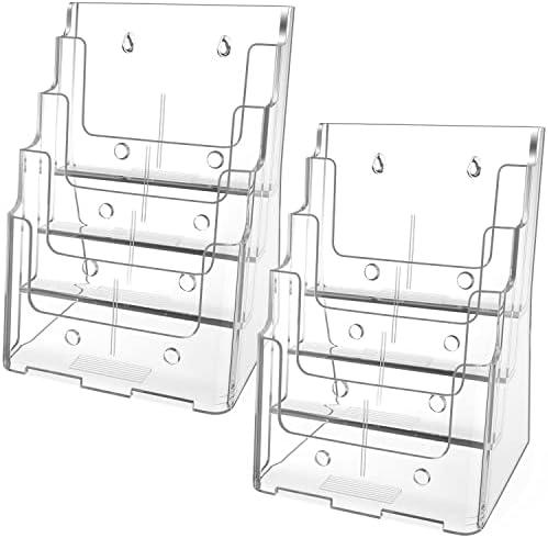 Amazon.com : MaxGear Acrylic Brochure Holder 8.5 x 11 inch, 4 Tier Clear Literature Organizer Magazine Stand Display with Removable Divider for 4 x 9 inch Brochures, Pamphlet, Wall Mount or Countertop, 2 Pack : Office Products