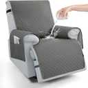 100% Waterproof Recliner Chair Covers 23.6", Non-Slip Recliner Cover for Chair with Pocket Washable Recliner Covers that Stay in Place with Elastic Straps for Dogs Cats Kids Pets-Dark Gray