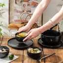 S&Q'S CERAMICS Ceramic Small Bowls for Kitchen, Set of 6, 9 ounces Ice Cream Bowls, Small Serving Bowls for Soup, Dipping, Condiments, Side Dishes, Snack, Prep (Black and Grey)