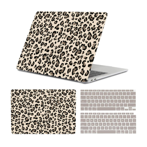 Compatible with MacBook Air 13 inch Case,2020 2019 2018 Release,(A2337 M1 A2179 A1932),with Touch ID and 2 Pack Keyboard Protectors,Laptop Plastic Hard Shell（Grey Leopard Print）