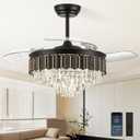 52'' Crystal Fandelier Ceiling Fan with Light, Black