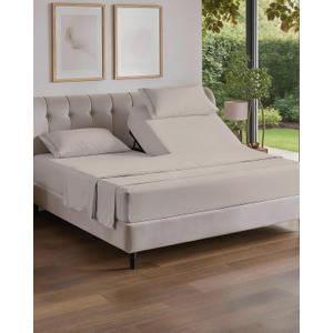 Flex Top Split Head King 4 Piece Sheet Set - Ultra-Soft, Breathable & Cooling Bed Sheets Set - Hotel Luxury Bedding for Women & Men with Deep Pockets - Wrinkle and Fade Free - Oeko-Tex - Light Grey