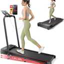 2-in-1 Foldable Treadmill with 3-Level 10% Incline, Walking Pad for Home Small Office, Compact Portable Under Desk Treadmill with Handle,Dual LED Display, APP & Remote, 300 lbs Capacity
