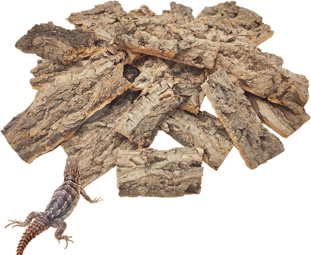 VCEPJH 1.5 LB Reptile Bark Bedding, Natural Cork Bark for Reptiles Flat Cork Wood Terrarium Substrate Tank Supplies for Snake Spiders Bearded Dragons Hermit Crabs Geckos