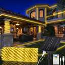 OMIKA 100ft 1200 LEDs Solar Rope Lights, USB Charging, 20 Lighting Modes, Dimmable Timer Remote Control, IP68 Waterproof for Outdoor Trees, Parties, Gardens, Weddings, Christmas Decorations