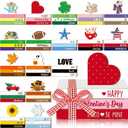 Menkxi Valentines Decorations Valentine's Day Wooden Book Stack Table Centerpiece Seasonal Highland Cow Decoration Tiered Tray Decor Gift for Party Kitchen Home Dining Table Decor(Book Block)