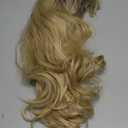 Melody Blonde Wig With Dark Roots Long Wavy Gold Synthetic Lace Front Wigs For Women 180% Density Side Part with Upsweep to Make Face Smaller Heat Resistant Fiber Hair 24 inch