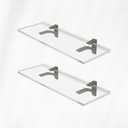 Clear Acrylic Shelves 11.5 inches, 3/4" Thick Transparent Wall Mounted Floating Shelves for Bedroom, Living Room, Bathroom, Kitchen With Screws and Brushed Nickel Finish Brackets, Pack of 4