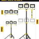 Upgraded LED Work Lights with Stand, 21000 Lumen, 3-Head Adjustable Work Light, Waterproof Foldable Tripod, Extended Cord for Outdoor & Indoor Job Sites, Workshops, Construction, Garage Lighting