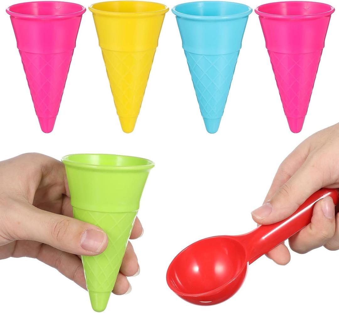 Toddmomy 6Pcs Ice Cream Sand Toys Set, Kids Beach Sandbox Scoop Cones for Toddler 3+ Sensory Bin Snow Water Table Outdoor Play