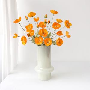 ZYTUYO 6PCS Orange Poppies Artificial Flowers Faux Poppy Silk Orange Flowers with Long Stems for Home Table Office Fall Outdoor Indoor Baby Shower Halloween Arrangements