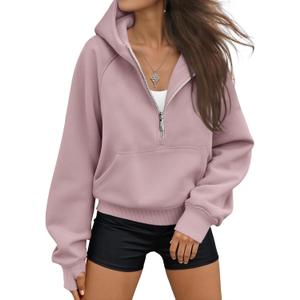 AUTOMET Womens Hoodies Fleece Fall Fashion Outfits Workout Sweatshirts Y2k Winter Zip Up Jackets Oversized Tops Clothes 2026 (Small, Darkpink)
