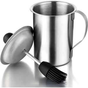 Stainless Steel Basting Pot with Basting Brush, BBQ Sauce Brush Pot Set with Handle Portable Sauce Brush for Cooking, Bbq Grill Accessories