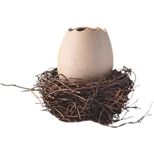 GARVALON 1set Ceramic Eggshell Planter with Bird Nest - Unique Flower Vase Rustic Plant Pot Farmhouse Planter for Home Office Shelf Desk Decoration