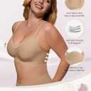 As Fairy Womens Seamless Wireless Comfort Bra with Soft Support No Underwire Push Up T-Shirt Bra Dark Skin 38DD