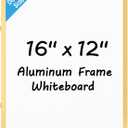 MaxGear Dry Erase Board for Wall, Gold Aluminum Frame, 16" x 12" Small Hanging White Board with a Black Marker, Portable Small Double Sided Whiteboard for Planning, Drawing, Memo, to Do List