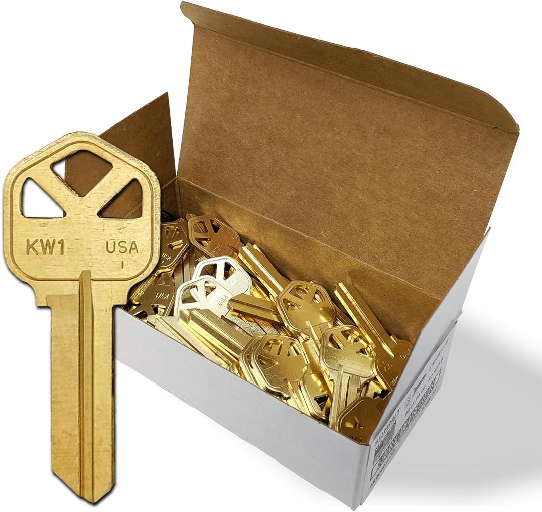SUMMIT DOORWARE Kwikset Key Blanks in Premium Brass Quality | KW1 Uncut Blank Keys for Home and Professional Use | Pack of 50 Keys
