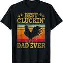 Best Cluckin Dad Ever Father's Day Vintage Style Chicken Dad T-Shirt XL