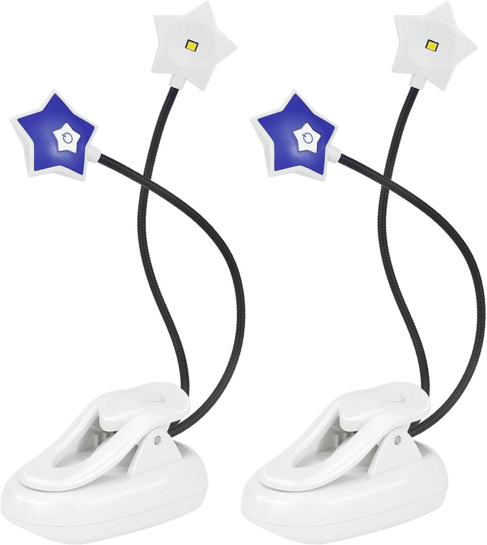LUXSWAY 2 Pack LED Book Reading Light, Battery Operated Book Light for Reading in Bed, 2 Brightness Adjustable for Eye Care, Flexible Gooseneck Clip on Book Lights for Kids, Book Lovers