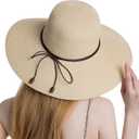 Koreshion Women Summer Wide Brim Straw Hat Beach Foldable Sun Hats Floppy Roll Up Cap Uv UPF 50+ Caps