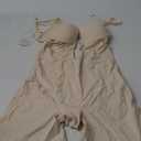 Decorus Backless Shapewear Strapless Bodysuits - Women Low Back Body Shaper Full Body Tummy Control Built in Bra With Plunge (Large, Beige)