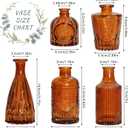 SUPMIND Glass Bud Vase Set of 5, Amber Small Flower Vases for Centerpieces in Bulk, Mini Vintage Vase for Rustic Wedding, Home,Table Decoration