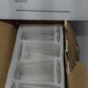 4 Pack Glass Cups with Lids and Straws, 12 oz Ribbed Iced Coffee Tumbler, Clear Stripe Drinking Glassware with Cleaning Brush for Water Cocktails Tea Soda Juice Smoothie Whiskey Beer