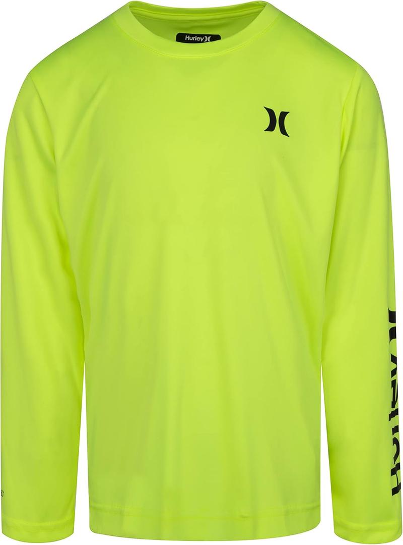 Hurley Boys Long Sleeve UPF 50+ Rash Guard Swim Shirt (3T, Volt)