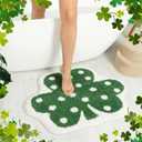2 Pieces Shamrock Bathroom Rugs St Patricks Day Clover Bath Mat Absorbent Non Slip Clover Door Mats for Irish Holiday Decor Shower Bathtub Bedroom Kitchen Entrance Door Carpet