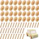 Civaner 36 Pack Wooden Wheels Toys for Crafts Mini Wooden Craft Wheels with Axle Pegs for Crafts DIY Toy Cars Painting Colors Working Pegboards(0.75 Inches Diameter)