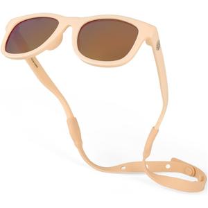 Polarized Baby Sunglasses With Strap - Unbreakable Flexible Infant Sunglasses For Toddlers Newborns 0-24 Months (Peach)