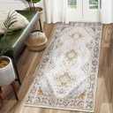 COMSLE Area Rug 2x4 Faux Wool Throw Rug for Entryway, Boho Washable Small Rugs Non-Slip Distressed Carpet Soft Accent Floor Rug for Indoor Entrance, Bedroom, Living Room, Kitchen (Khaki)